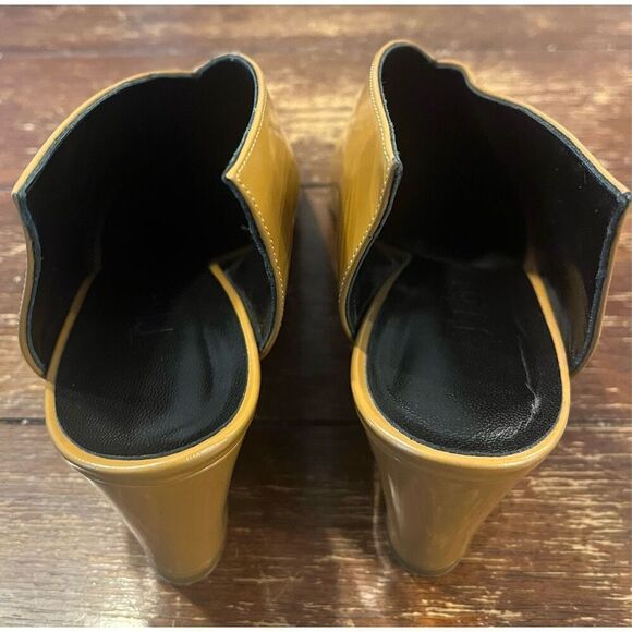 Tibi Owen Winged Leather Mule Brown Tan Patent Leather Heels Boot - Picture 4 of 7